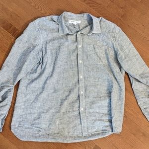 Old Navy - Long Sleeve, Stripe Button Down Linen Blend Shirt - Men…